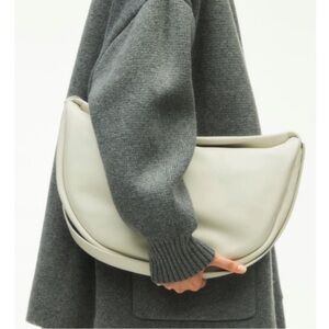 Zara Half Moon Leather Handbag Crescent Bag Large Shoulder Bag Ivory White $258